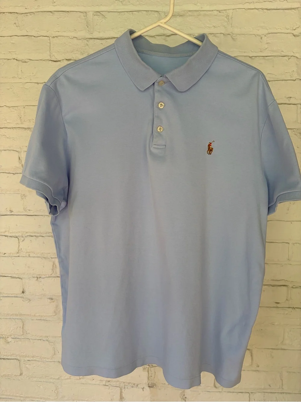 RALPH LAUREN Light Blue Polo Shirt with Embroidered Logo